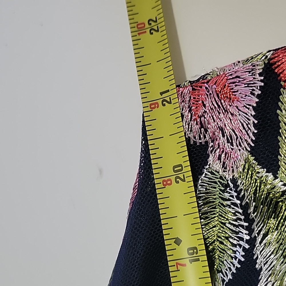 Floral Embroidered Navy and Pink Boho Sleeveless Dress XL - Picture 13 of 16